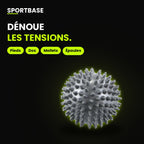 Zones du corps à masser avec la balle à picots : pieds, dos, mollets, épaules