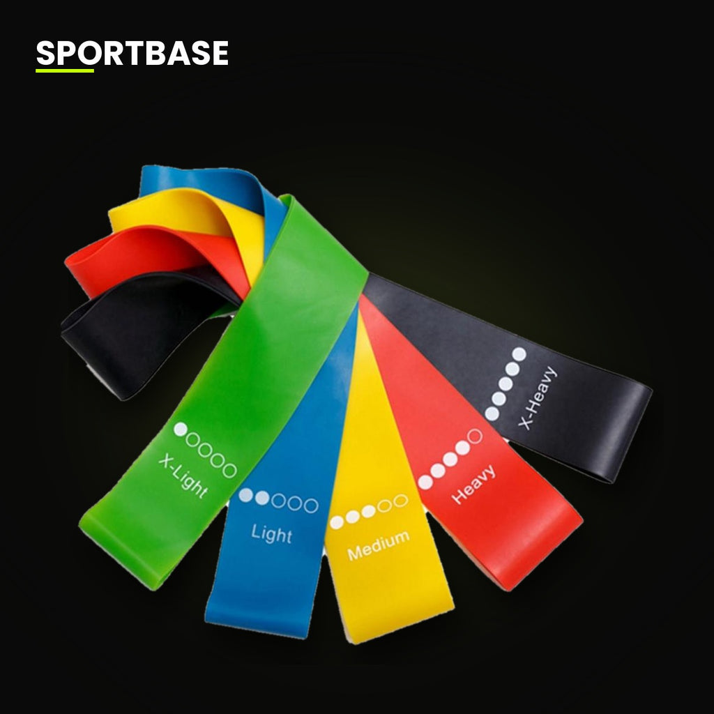 Set de 5 mini-bandes de résistance Sportbase, vue studio