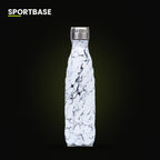 Gourde isotherme inox Sportbase, motif marbre blanc, vue studio