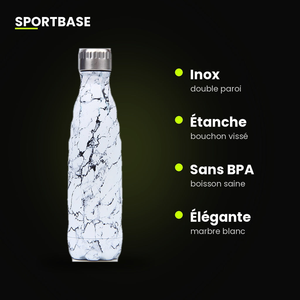 Caractéristiques de la gourde isotherme : double paroi inox et bouchon étanche