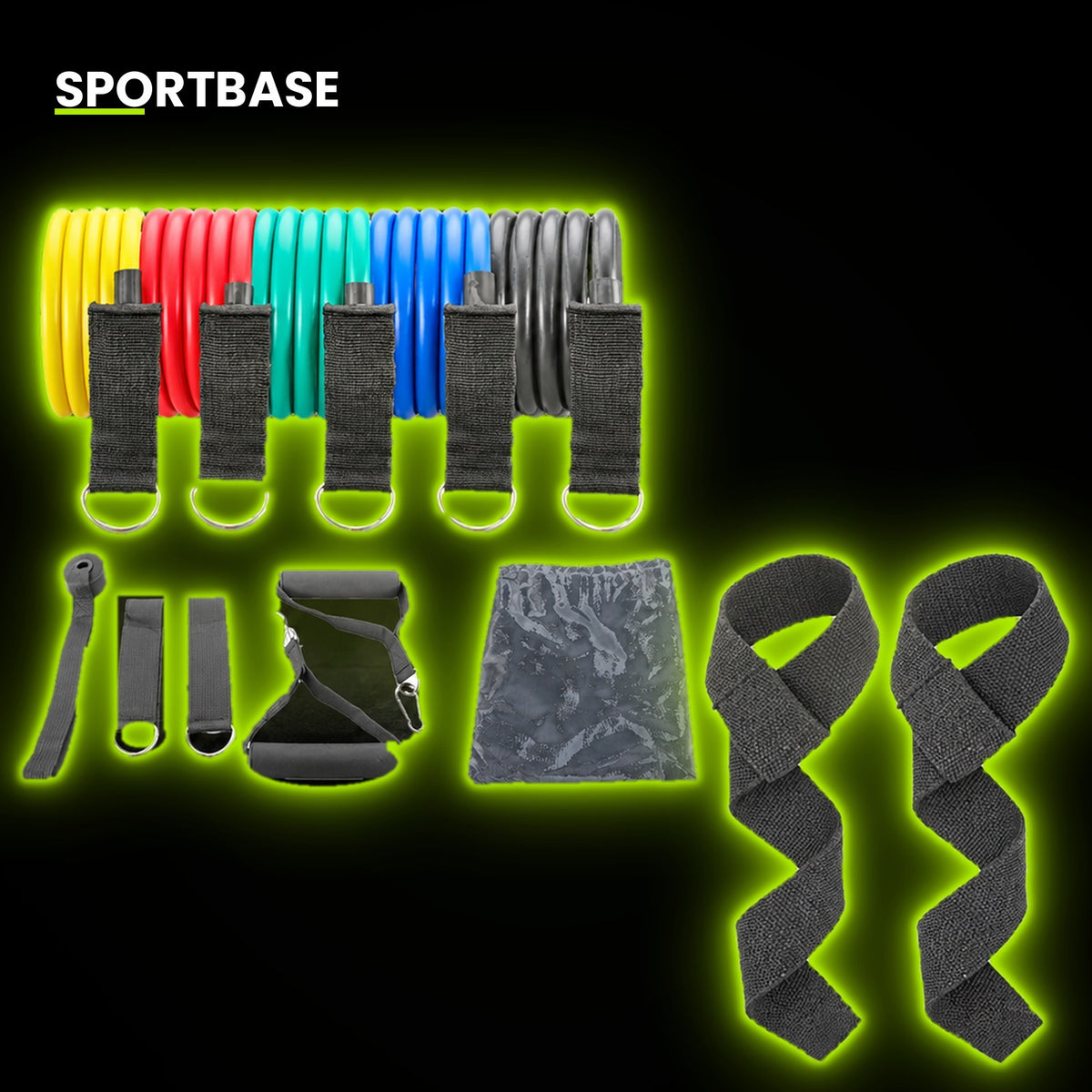 Pack Musculation : kit élastiques 11 pièces et sangles de tirage