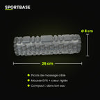 Dimensions du mini rouleau de massage : 26 cm de long